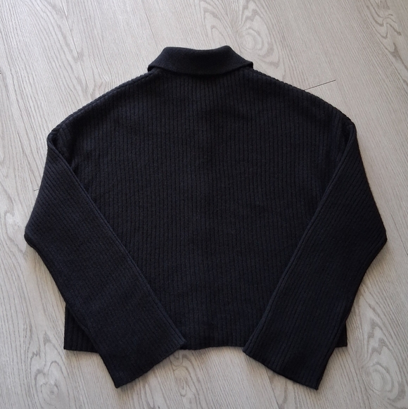 Reformation Frida Rib Knit Recycled Cashmere Collared Cardigan Black S - Picture 6 of 15